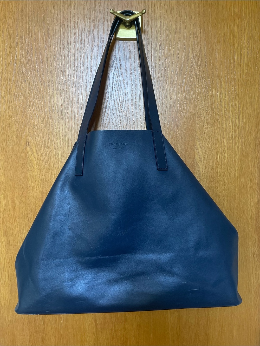 Everlane Classic Navy Leather Tote Bag